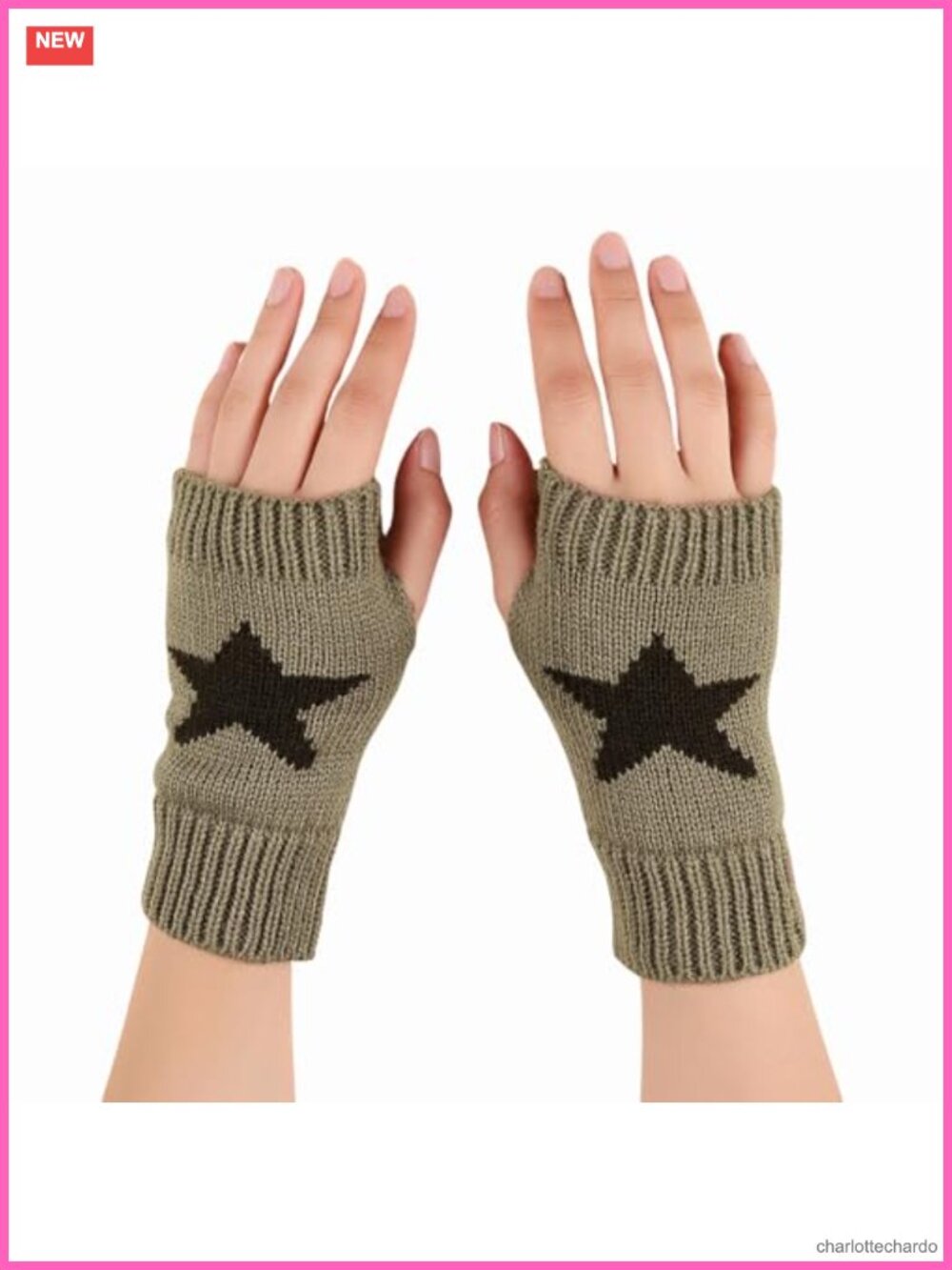 Y2K Emo Star Fingerless Gloves Knitted Arm Warmers Goth Punk Accessory Women